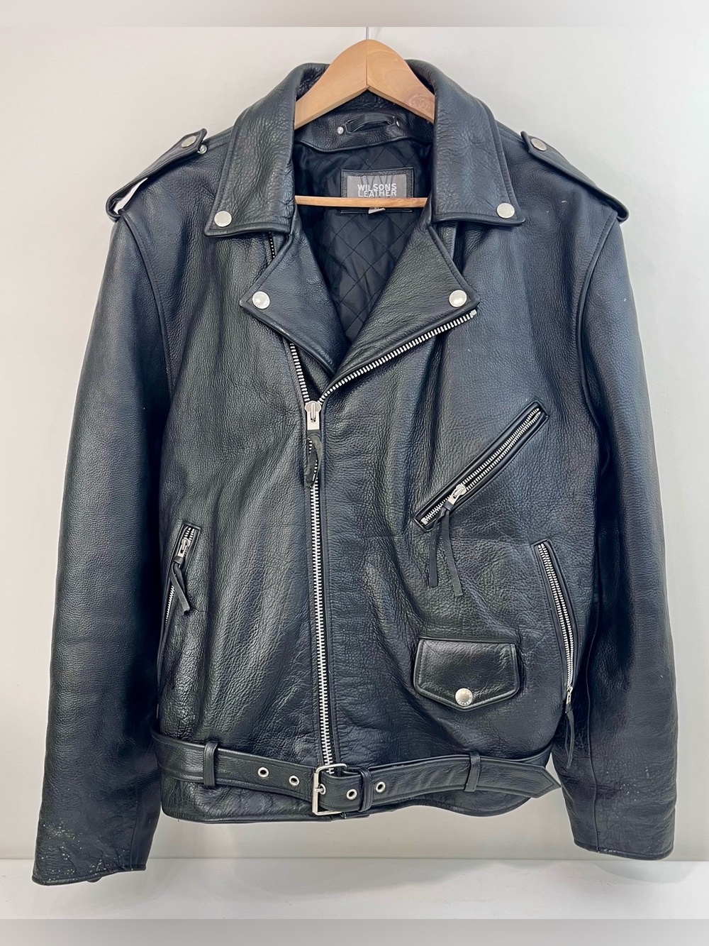 Wilsons Leather Motorcycle Jacket Mens XL
